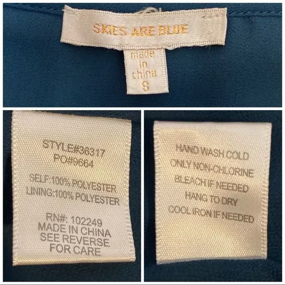 Skies Are Blue Dark Teal Embroidered Top Small S - Picture 7 of 11